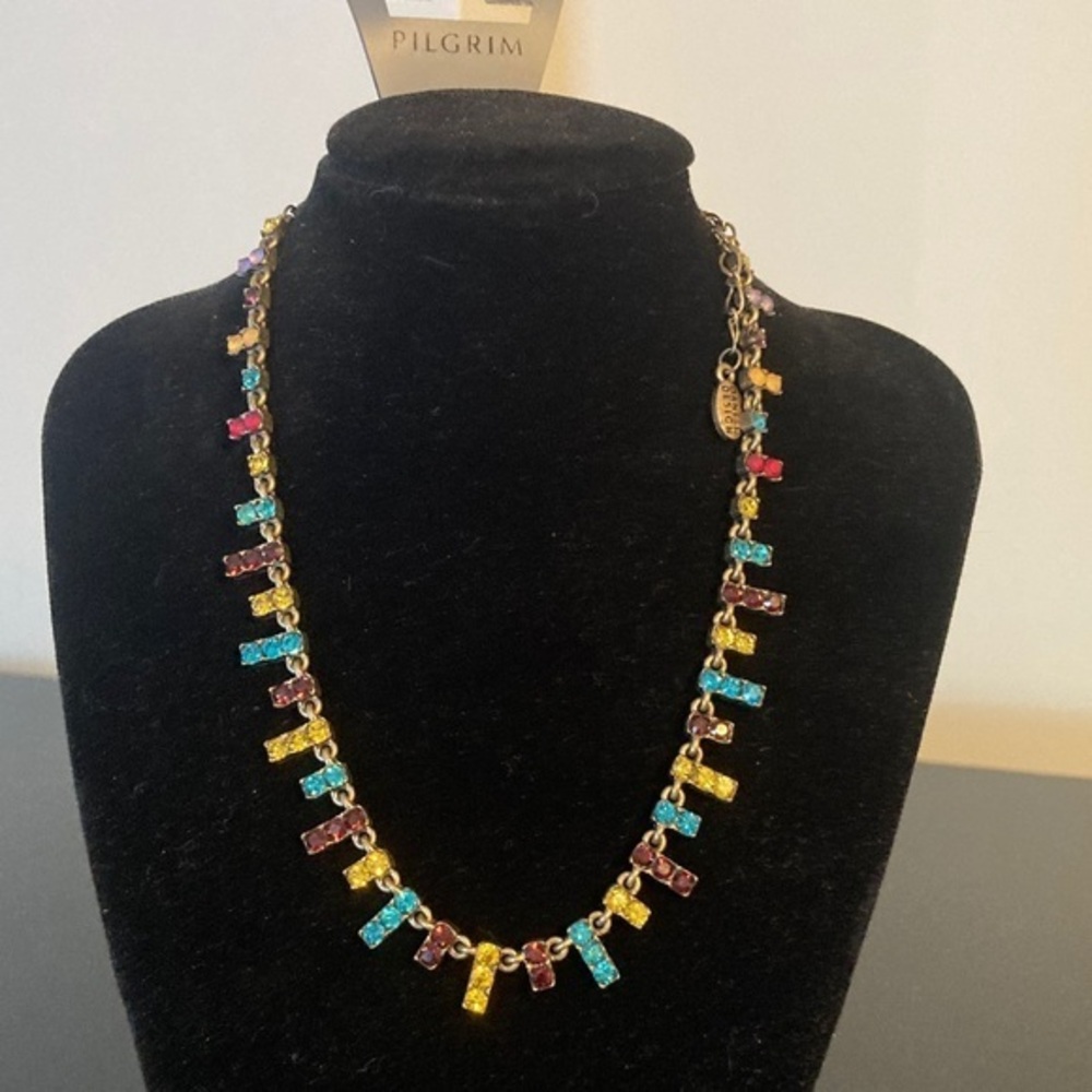 Pilgrim Vibrant Yellow, Blue, and Purple Necklace